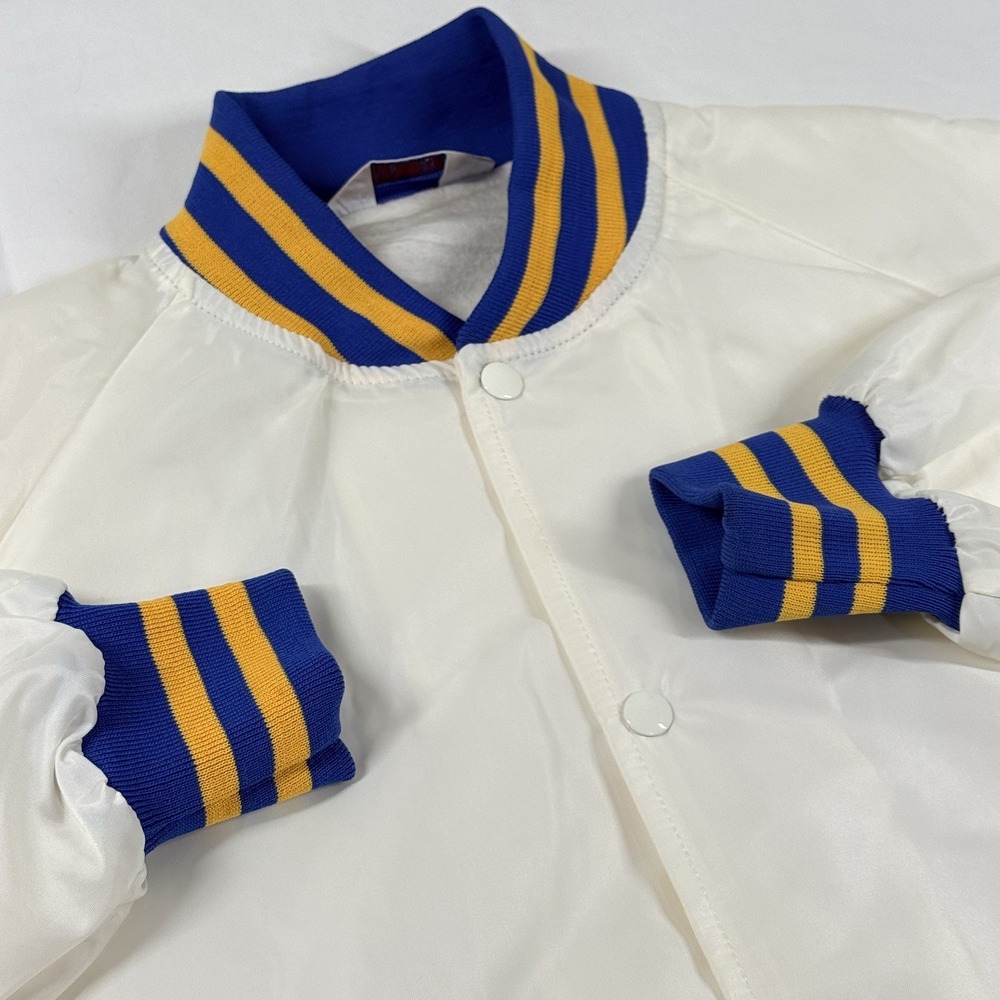 Vintage UCLA Satin Jacket MVP White Snap USA Mens‎ XL Bomber Embroidered 70s 80s - Picture 9 of 16